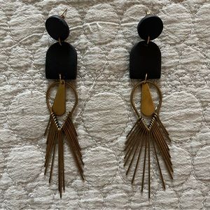 Handmade Polymer Clay Earrings with Brass Fringe